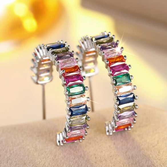 Women's Dopamine Sweet Style Geometric Copper Earrings With Zirconia