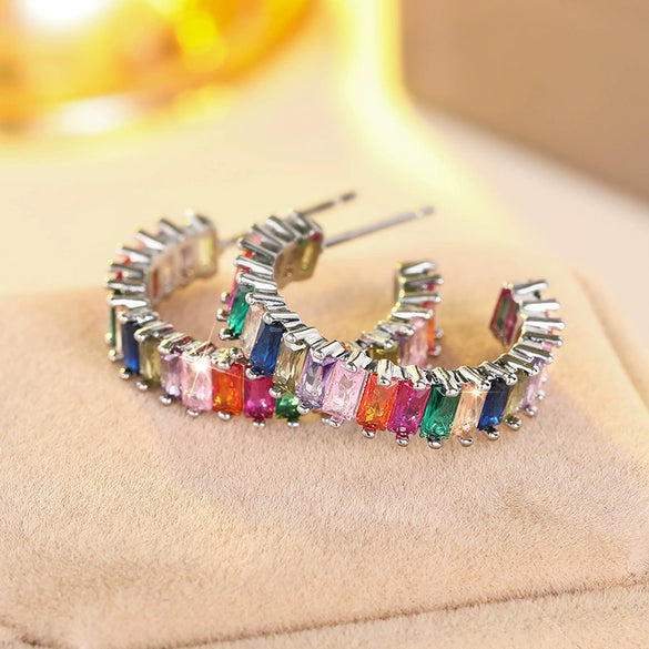 Women's Dopamine Sweet Style Geometric Copper Earrings With Zirconia
