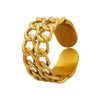 Women's Double Chain Splice Opening Adjustable Finger Ring 316L Stainless Steel Geometric 18K Gold Plated