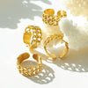 Women's Double Chain Splice Opening Adjustable Finger Ring 316L Stainless Steel Geometric 18K Gold Plated
