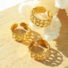 Women's Double Chain Splice Opening Adjustable Finger Ring 316L Stainless Steel Geometric 18K Gold Plated