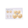 Women's Double Flower Pearl Titanium Steel Earrings Geometric Retro Electroplated Design