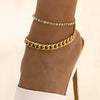 Women's Double Layer Alloy Tassel Claw Chain Anklet Set With Gold Plated Artificial Gemstone Inlay