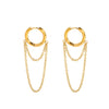 Women's Double Layer Chain Tassel Ear Jewelry With Geometric Design Stainless Steel Earrings Pvdp Furnace Real Gold Plated
