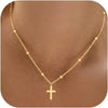 Women's Double Layer Copper Cross Pendant Necklace With Geometric Shape Electroplated Clavicle Chain Fashion Jewelry