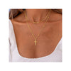 Women's Double Layer Copper Cross Pendant Necklace With Geometric Shape Electroplated Clavicle Chain Fashion Jewelry