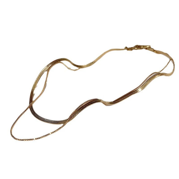 Women's Double Layer Metal Alloy Cross Chain Necklace With Electroplating For Autumn And Winter