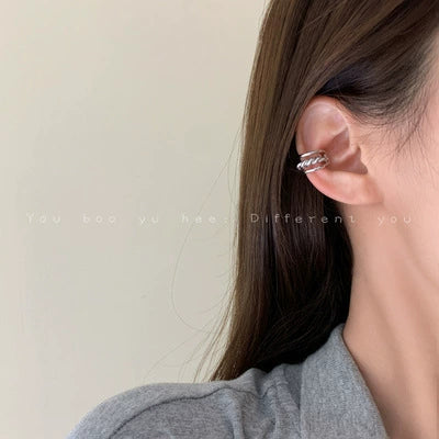 Women's Double Layer Pearl U Shape Ear Cuff Clip Earrings Copper Electroplated Simple Fashion Non Pierced Earrings