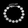 Women's Double Layer Rhinestone Necklace And Earrings Bridal Jewelry Set With Sunflower And Water Drop Design