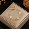 Women's Double Layer Square Fritillary Chain Titanium Steel Electroplated Bracelet