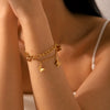 Women's Double Layer Stainless Steel Bracelet With Colorfree Butterfly Pendant And Animals Zodiac Pattern Electroplated