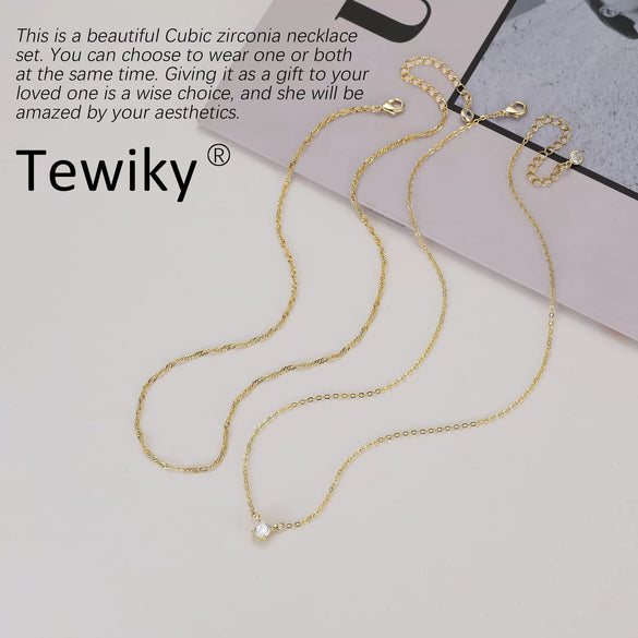 Women's Double Layer Stainless Steel Choker Necklace With Cubic Zirconia And 925 Silver Geometric Pendant Electroplated Minimalist Jewelry
