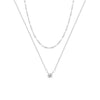 Women's Double Layer Stainless Steel Choker Necklace With Cubic Zirconia And 925 Silver Geometric Pendant Electroplated Minimalist Jewelry