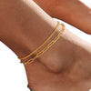 Women’s Double Layer Stainless Steel Glitter Gypsophila Paper Clip Anklet With Geometric Fashion Simple Style Jewelry