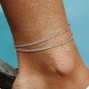Women’s Double Layer Stainless Steel Glitter Gypsophila Paper Clip Anklet With Geometric Fashion Simple Style Jewelry