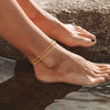 Women’s Double Layer Stainless Steel Glitter Gypsophila Paper Clip Anklet With Geometric Fashion Simple Style Jewelry