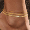Women’s Double Layer Stainless Steel Glitter Gypsophila Paper Clip Anklet With Geometric Fashion Simple Style Jewelry