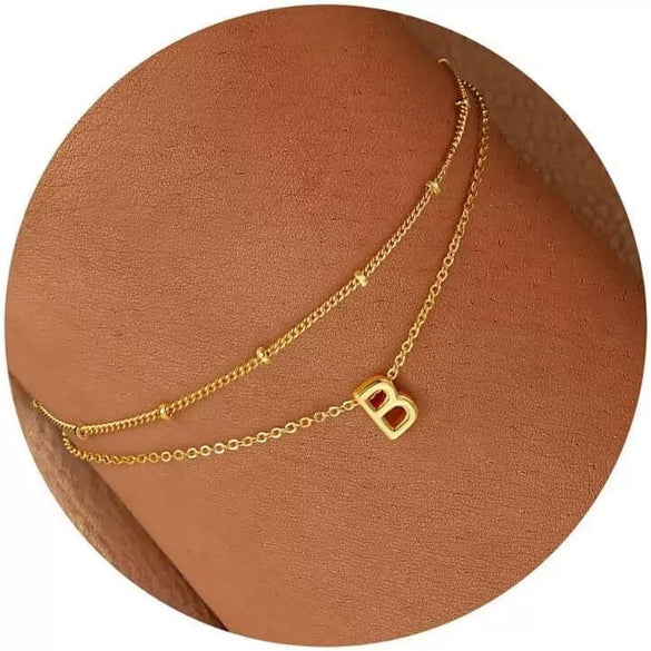 Women's Double Layer Stainless Steel Letter Bracelet With Millet Beads And Gold Electroplated Finish Fashion Hand Jewelry
