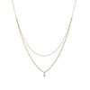 Women's Double Layer Titanium Steel Necklace With Geometric Zircon Pendant And Six Claw Setting In 18K Gold Plated Simple Luxury Style