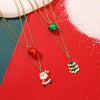 Women's Doublelayer Alloy Elk Bell And Christmas Tree Necklace With Electroplated Layered Chain Holiday Jewelry
