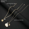 Women's Doublelayer Alloy Necklace With Shell Starfish And Pearl Accents Irregular Chain Geometric Ocean Vacation Style Jewelry