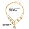 Women's Doublelayer Conch And Peach Heart Pendant Necklace Titanium Steel Geometric Box Chain