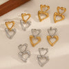 Women's Doublelayer Heartshaped Stainless Steel Electroplated Earrings Jewelry