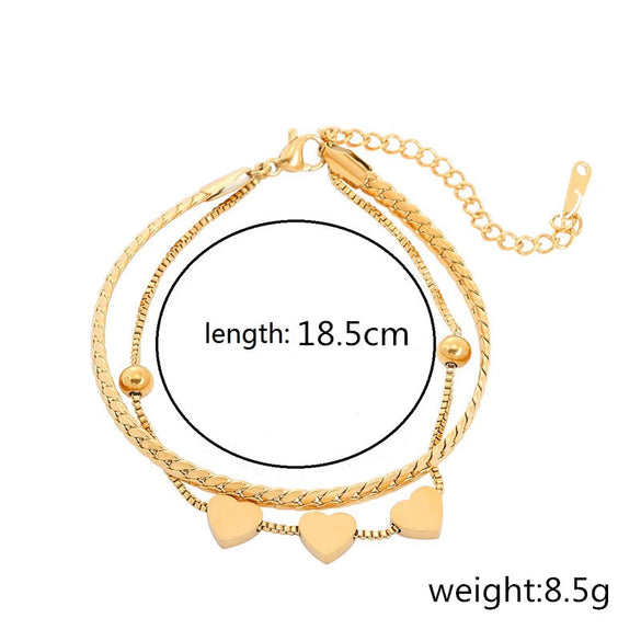 Women's Doublelayer Love Titanium Steel And Stainless Steel Bracelet With Geometric Design And Electroplating Treatment Fashion Style
