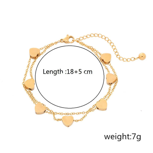 Women's Doublelayer Love Titanium Steel And Stainless Steel Bracelet With Geometric Design And Electroplating Treatment Fashion Style