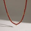 Women's Doublelayer Stainless Steel Cross Necklace With Round Zircon Pendant And Natural Red Agate Beads Pvd Vacuum Gold Plated