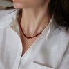 Women's Doublelayer Stainless Steel Cross Necklace With Round Zircon Pendant And Natural Red Agate Beads Pvd Vacuum Gold Plated