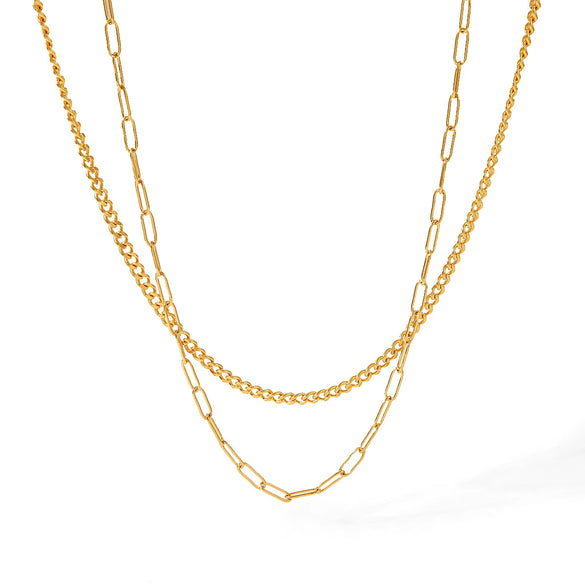 Women's Doublelayer Stainless Steel Geometric Clavicle Chain Necklace With Electroplating