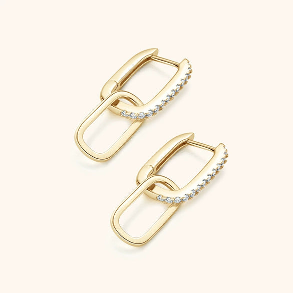 Women's Doublering Moissanite S925 Silver Tassel Earrings With Geometric Design And Electroplating