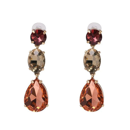 Womens Drop Shaped Rhinestone Alloy Earrings Nhjj138015