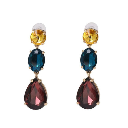 Womens Drop Shaped Rhinestone Alloy Earrings Nhjj138015