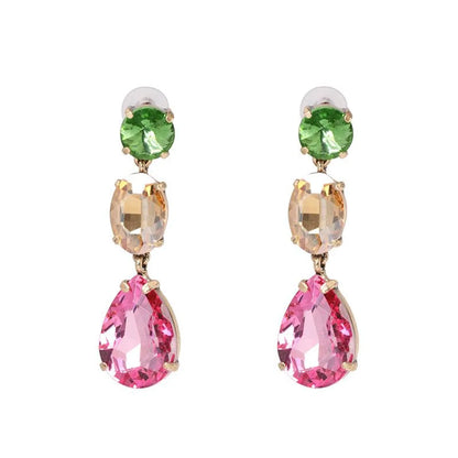 Womens Drop Shaped Rhinestone Alloy Earrings Nhjj138015