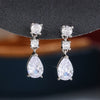 Women's Dropshaped Copper Earrings With Microembedded Pearshaped Zircon And Geometric Pattern Light Luxury Style
