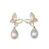 Women's Dropshaped Natural Freshwater Pearl And Sea Shell Butterfly Earrings Light Luxury Highgrade