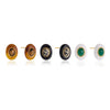 Women's Eggshaped Geometric Stainless Steel Stud Earrings With Pvd Gold Plating And Resin Design