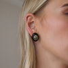 Women's Eggshaped Geometric Stainless Steel Stud Earrings With Pvd Gold Plating And Resin Design