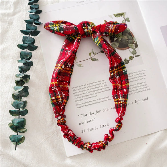 Women's Elastic Cloth Rabbit Ears Headbands Geometric Style For Christmas