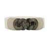 Women's Elastic Faux Leather Plus Size Waist Belt With Distressed Bronze Tone Buckle