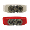 Women's Elastic Faux Leather Plus Size Waist Belt With Distressed Bronze Tone Buckle