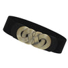 Women's Elastic Faux Leather Plus Size Waist Belt With Distressed Bronze Tone Buckle