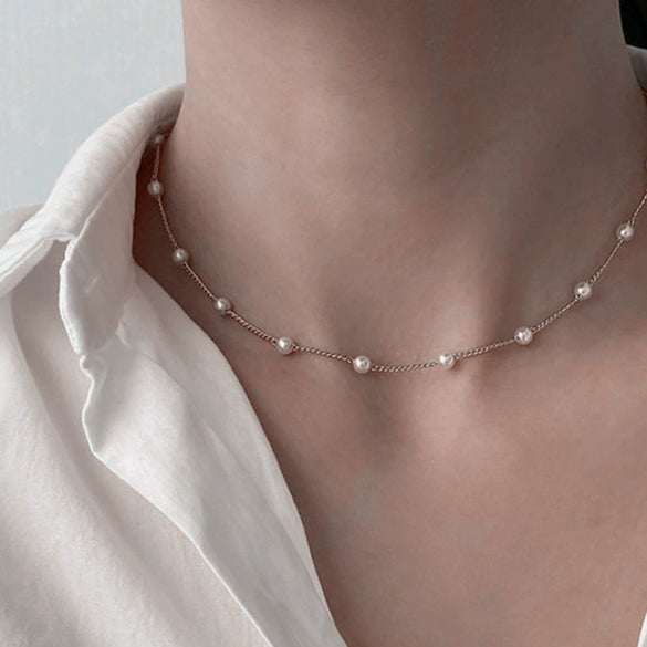 Women's Electroplated Alloy And Imitation Pearl Necklace With Geometric Pattern