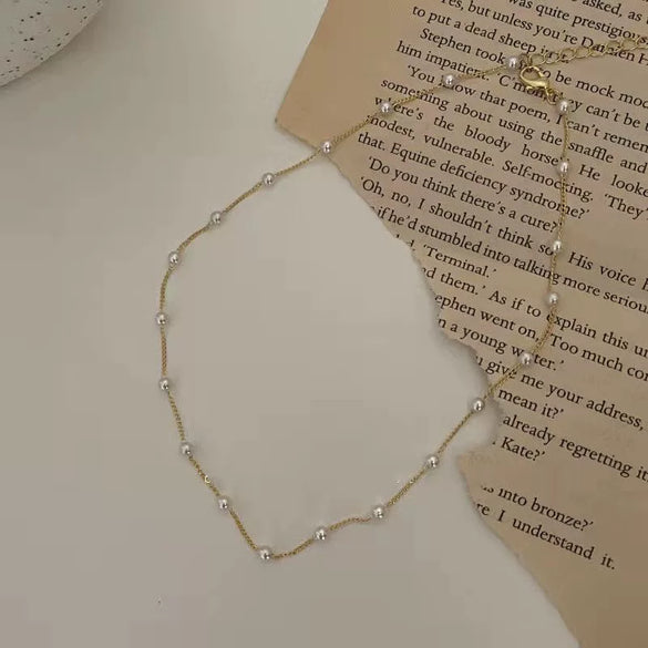 Women's Electroplated Alloy And Imitation Pearl Necklace With Geometric Pattern