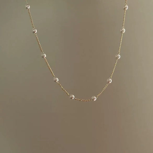 Women's Electroplated Alloy And Imitation Pearl Necklace With Geometric Pattern