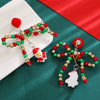 Women's Electroplated Alloy Beaded Bow Earrings With Santa Claus Pendants Colorful Christmas Festival Jewelry