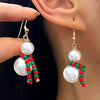 Women's Electroplated Alloy Beaded Bow Earrings With Santa Claus Pendants Colorful Christmas Festival Jewelry