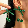 Women's Electroplated Alloy Beaded Bow Earrings With Santa Claus Pendants Colorful Christmas Festival Jewelry